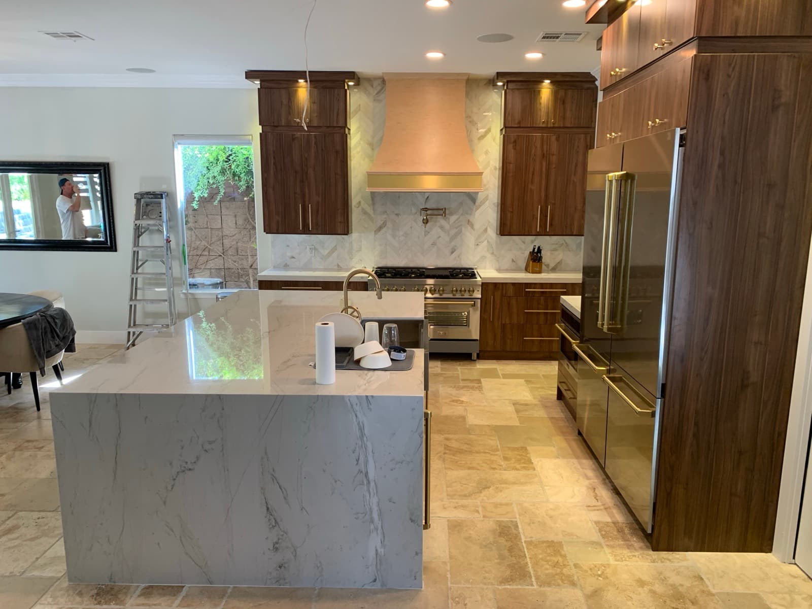 Walnut & marble